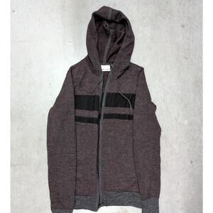 Calvin Klein Italian Yarn Men's Gray Red Textured Full Zip Hoodie XS Casual